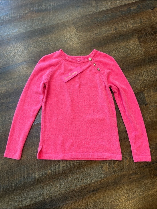Lilly Pulitzer Sweaters - Lilly Pulitzer Hot Pink Crewneck Sweater with Button Detail